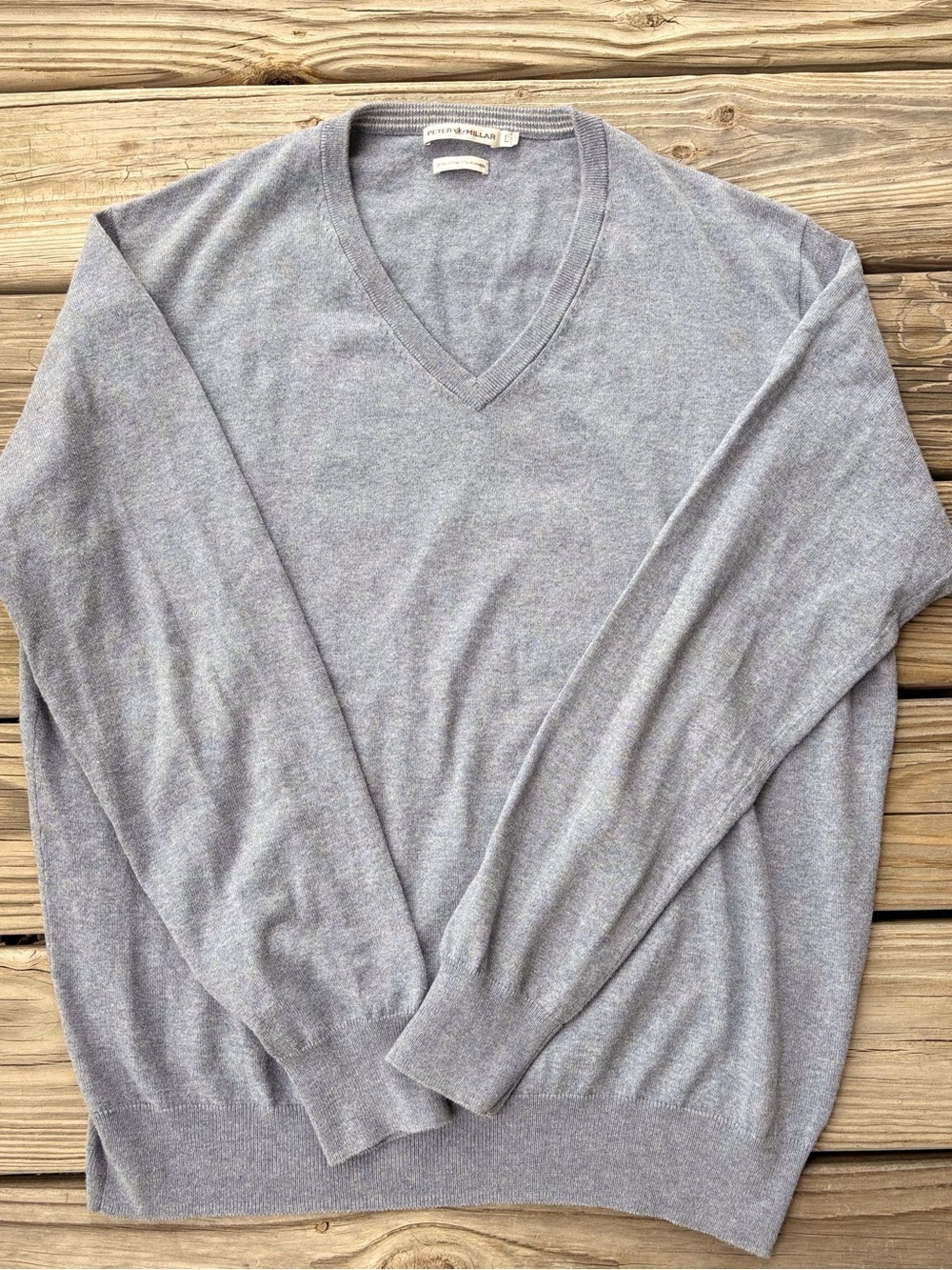 Peter Millar Large Grayish Blue V-Neck Sweater -